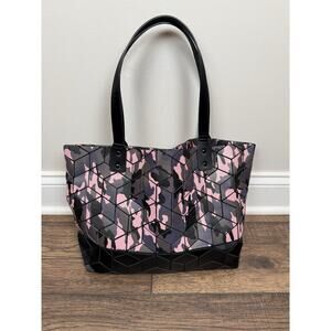 Patrizia Luca Milano Tote Bag Geometric Chevron Purse Modern Art Pink Black Camo